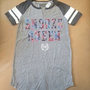 NWT- PINK Victoria's Secret Women's Gray Snooze Queen Pajama Long Shirt Size XS